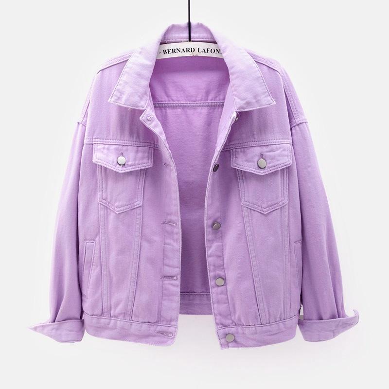 2026 New Women's Short Loose Long Sleeve Jacket Colorful Plus Size Denim Womenswear Coats Tops Comfort Outerwear Casual Batwing Collar Fitted Collared Pink com frts or bet Basic MinimalistGift(Sheets)