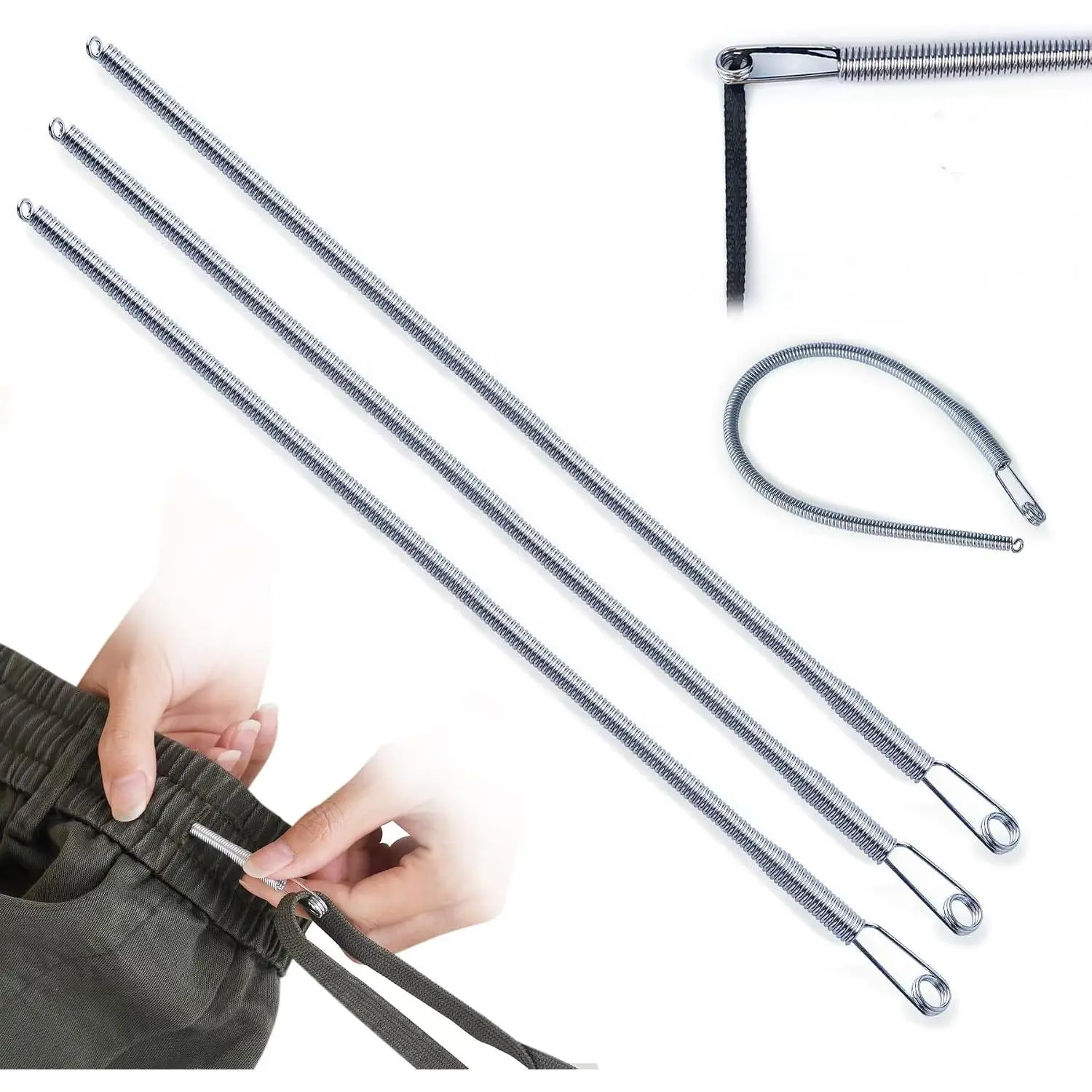 3 count Spring Drawstring Threader Tool-Rope Threader Clip for Drawstring  for Hoodies,Pants (3)
