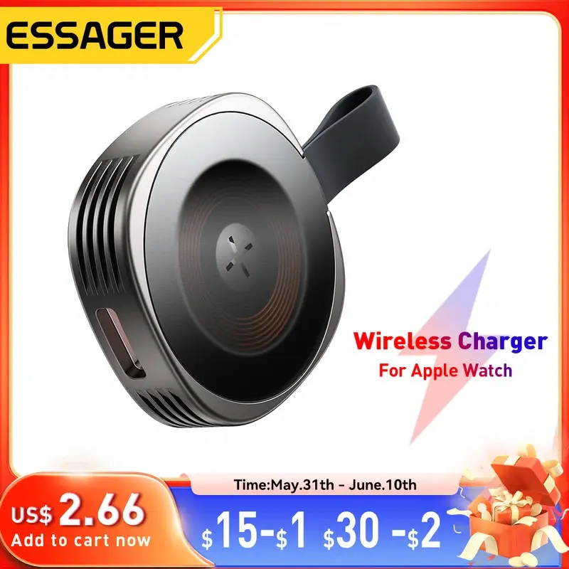 Essager Magnetic Wireless Charger For Apple Watch 9 8 7 6 5 4 3 SE Ultra Fast Charging Station Dual Port Watch Portable charger