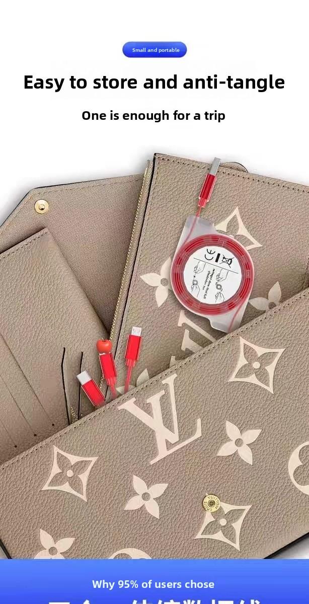 3 in 1 Retractable USB Cable, 1 Count Multipurpose 1M Data Cable, Charging Cable for Android Phone Type C Portable / Micro USB, Phone Accessories