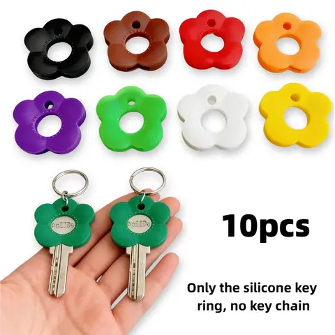 Gift for Her/Him 10pcs Random Color Multicolor Flower Key Covers Set with Labeled Keycaps - Durable Color-Coded Key Protectors for Home/Office Keys, Easy Install Keychain Organizers, Trendy Cute Keychain, Keychain Accessories, Keychain Decor
