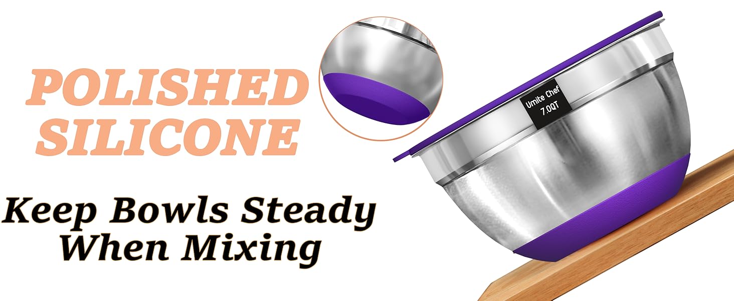 Umite Chef Mixing Bowls with Lids Set, 26Pcs Colorful Stainless Steel Bowls Set, Nesting Bowls with Grater Attachments, Large Kitchen Bowls Set with Non-Slip Bottoms for Mixing & Serving