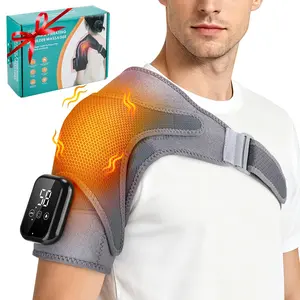 Shoulder Heating Massager, 3 Vibration Modes, 3 Heat Settings, Lightweight Adjustable Universal Left & Right Shoulder Muscle Relaxation Device Shoulder Heating Strap