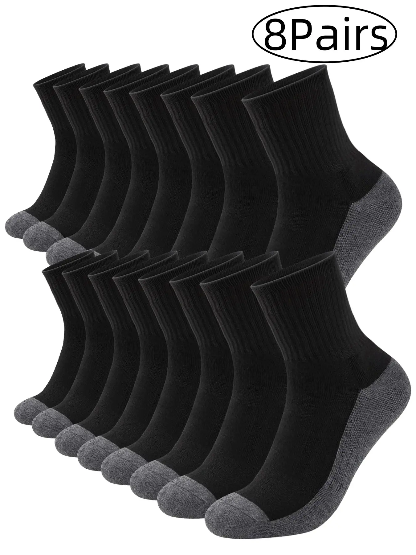8Pairs-Classic Socks, Breathable Sweat-Absorbing Sports Athletic Socks, Sweat Absorbent Socks, Sports Fit Socks, Unisex Mid-Calf Socks for All Seasons, Versatile Casual Wear