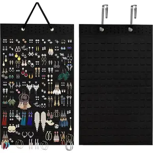Earring Organizer Hanging Earring Holder, Holds Up To 330 Pairs, Soft Felt Wall Mount Earring Display Holder Stud Earrings Organizer for Women Girls - 1 Pack (Include Metal Hook and Rope)