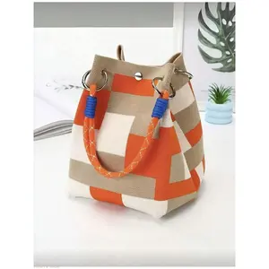 Women's Multi-functional Woven Bucket Tote Bag, 2-in-1 Storage Handbag with Safety Lock Wristlet Wallet, Durable Handle, Travel, Outdoor, Daily Commute and Casual Use, INS Style Trendy Shoulder Bag
