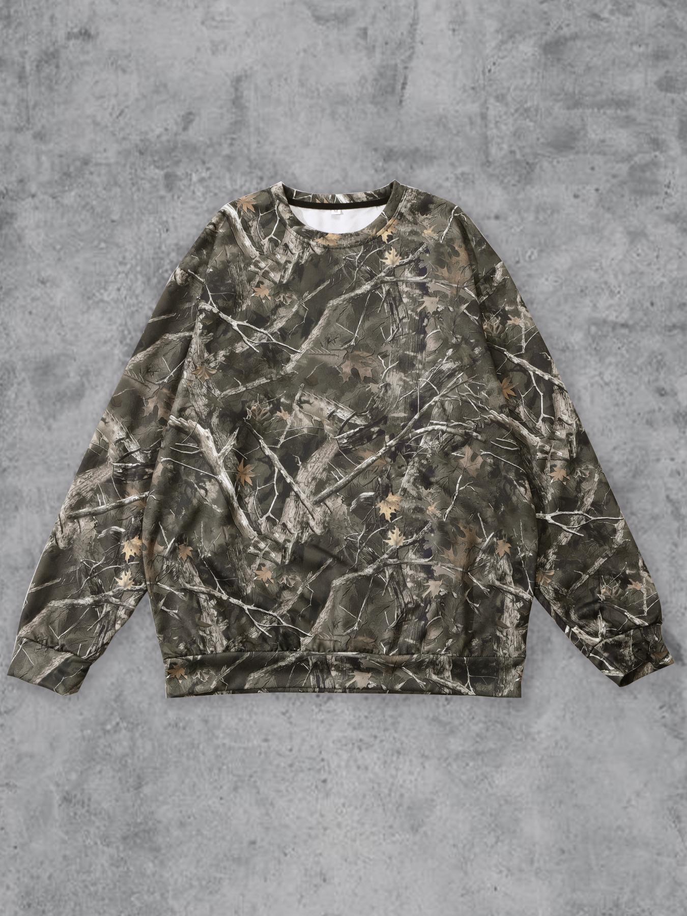 Men's All Over Print Drop Shoulder French Sweatshirt, Regular Fit Casual Long Sleeve Round Neck Pullover for Daily Wear, Fashion Men's Top for All Seasons