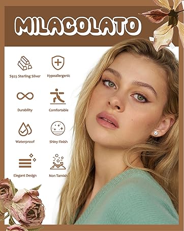 MILACOLATO Hypoallergenic Flat Back Earrings Gold Cartilage Earring Sets for Multiple Piercing 20G Surgical Stainless Steel Earrings for Women Trendy Earring Stacks Small Hoop Flatback Stud Earrings SpringStatements