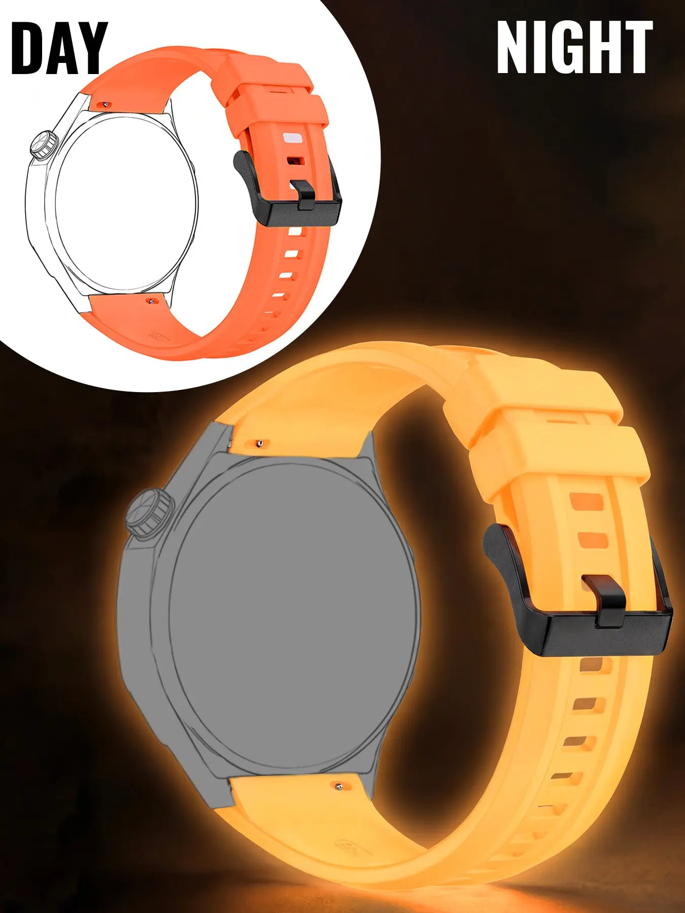 1PC, For HUAWEI GT5 Pro replacement strap 46mm, Quick Release Fluorescence Silicone Strap, Sweat-Resistant & Easy-to-Clean, Replacement Band for Night Running, Diving, Outdoor & Daily Wear