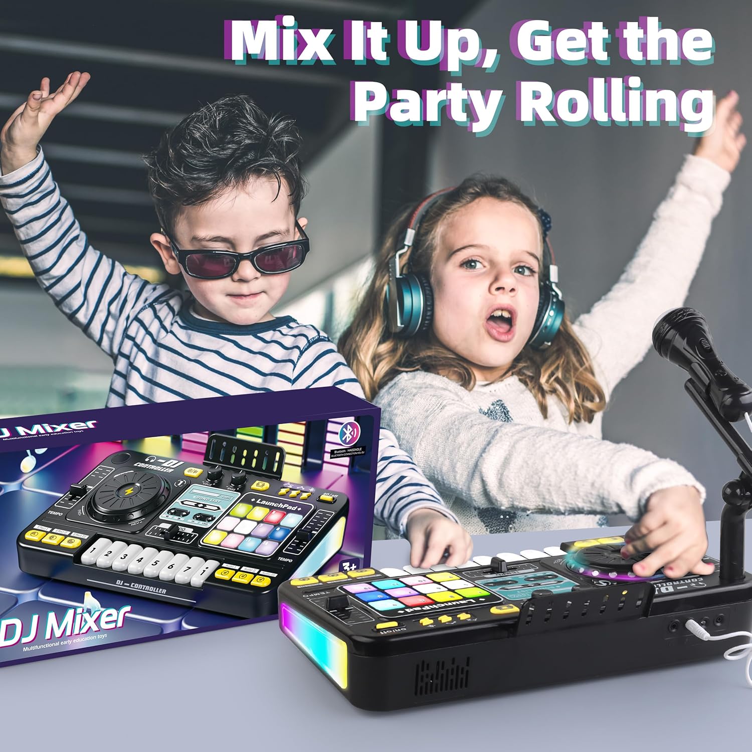 Multifunctional Digital DJ Controller Toy, 1 Box Music Simulation Toy with Microphone & Piano Key, Educational Music Toy for Kids, Home Entertainment Toy for Kids