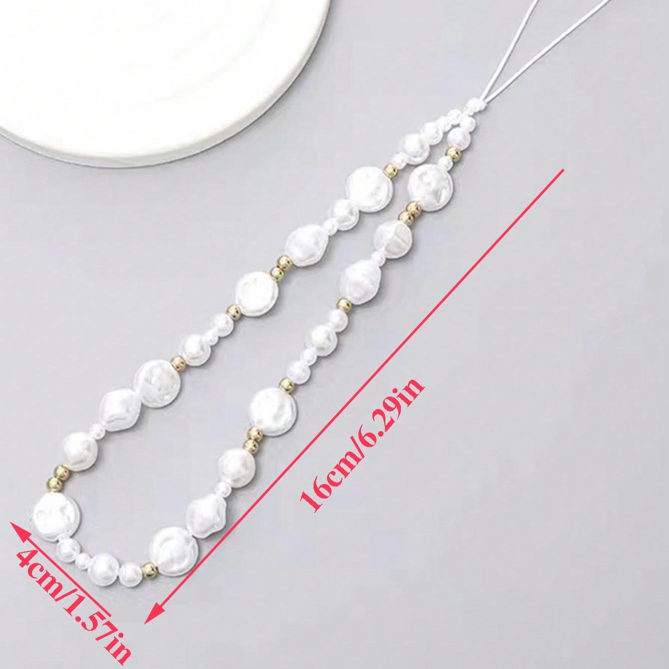 Faux Pearl Decor Beaded Phone Chain, Anti-lost Phone Lanyard, Fashion Phone Strap for Women & Girls, Phone Strap Holder, Mobile Phone Decoration Accessories, Charms
