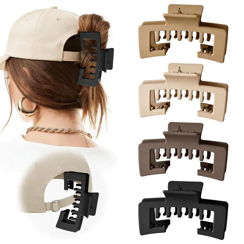Game Changer Hat Claw Clips 2/4 Pcs Durable Hair Clips Designed for Baseball & Trucker Hats, Ideal for Thick Hair, Effortless Hat Hairstyles