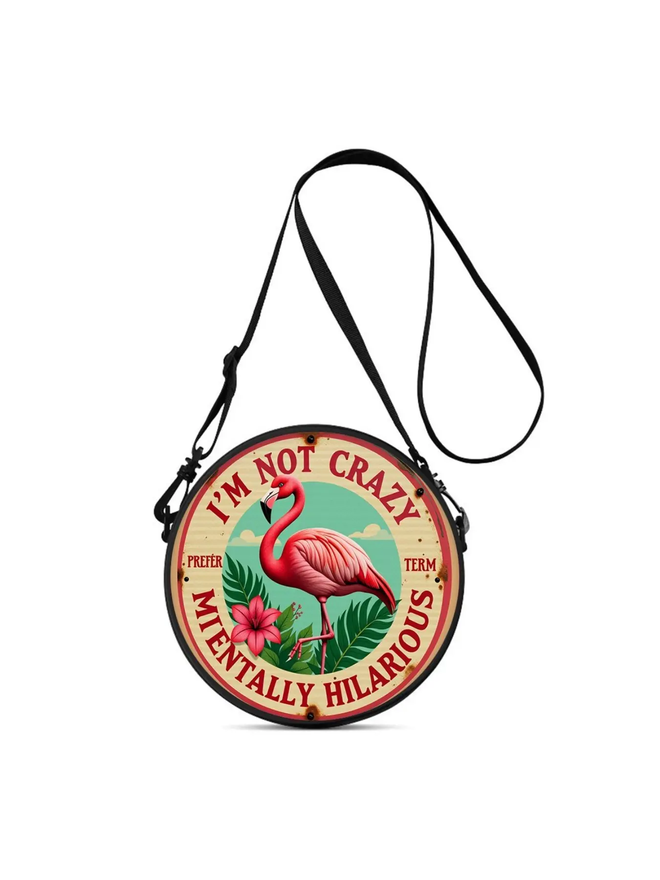 Lightweight Crossbody Bag with 2D Flamingo Print, Perfect Gift for Women, Available for Crossbody, Single Shoulder, Double Shoulder and Hand Carry, Ideal for Commuting, Outdoor, Travel, Casual & School Use