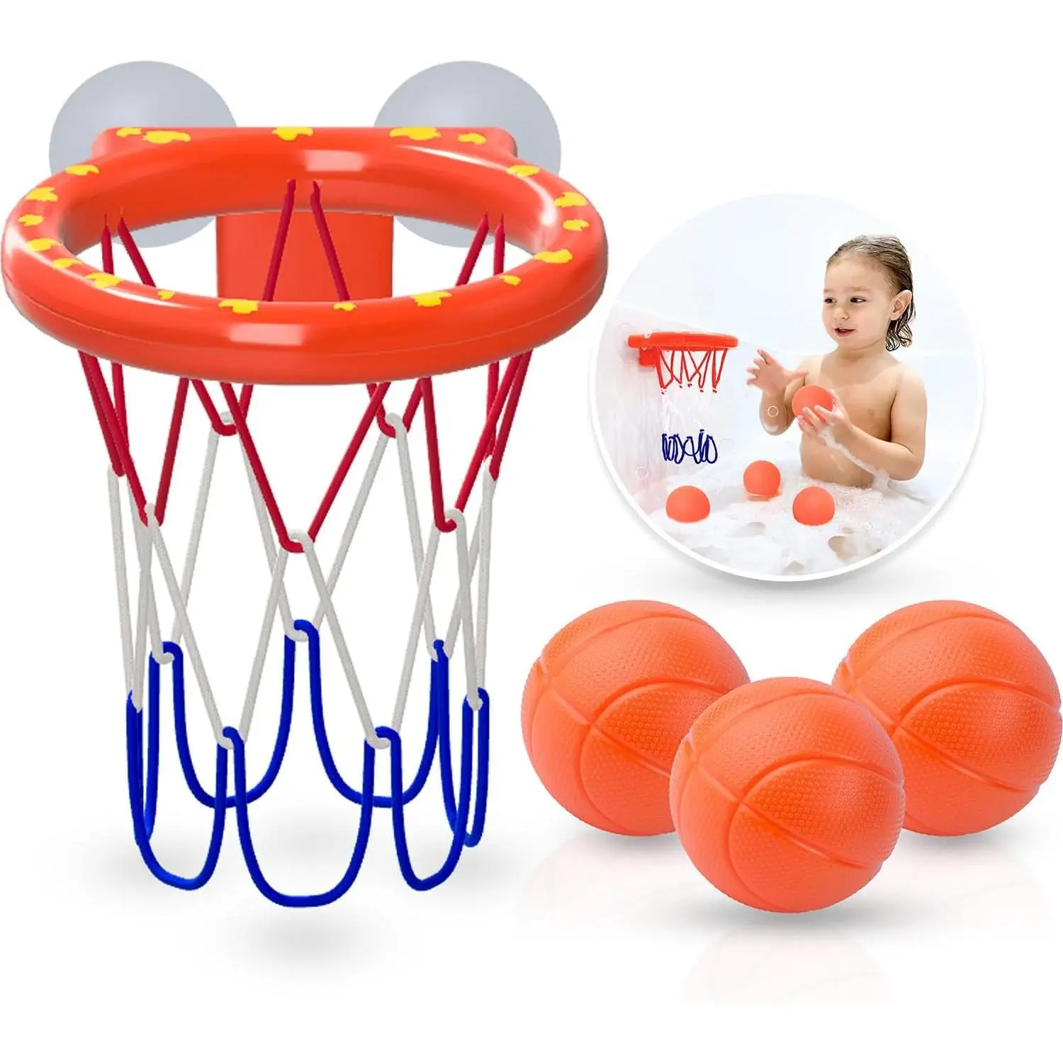 Bath Toys - Bathtub Basketball Hoop  Kids Toddlers - Mold Free Bath Toys with Suction Cup & 3 No Hole Balls - Shower Toys and Bathtub Toys  Toddlers - Boys Girls New model
