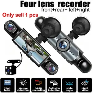 Four-Channel Car Dash Camera, 1080P Dvr with 64GB SD Card, Full HD 3.16-Inch Screen, Night Vision, Parking Mode, WiFi Connectivity