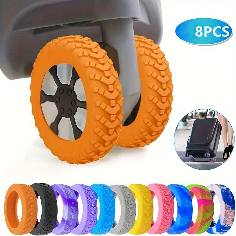 8pcs Silicone Wheels Cover, Luggage Suitcase Wheels Protector Cover, Trolley Case Wheels Cover Sleeve Noise Castor, Shock-proof Suitcase Wheels Protection Cover, Travel Accessories