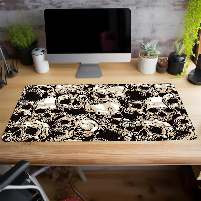 Creative Skull Pattern Large Gaming Mouse Pad, Non-slip Rubber Base Stitched Edge Desk Pad for Desk Laptop Desktop, Gaming Accessories for Home Office Game for Friends Women, Office Desk Accessories, Halloween, Gaming Desk Accessory