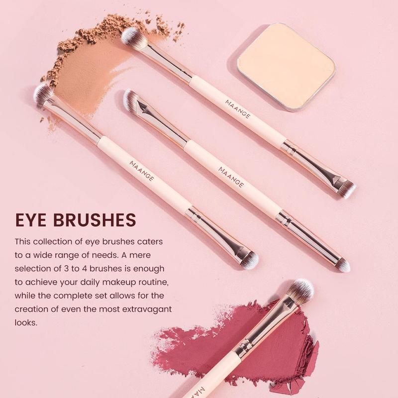 MAANGE 5pcs Professional Dual-Ended Eye Makeup Brush Set, Makeup Brush Kit,Eyeshadow Brush Eyeliner Brush Eyebrow Brush Detail Brush,Precision Cosmetic Brushes for Flawless Eye Makeup,Perfect for Beginners and Professionals,At Home Or On-The-Go