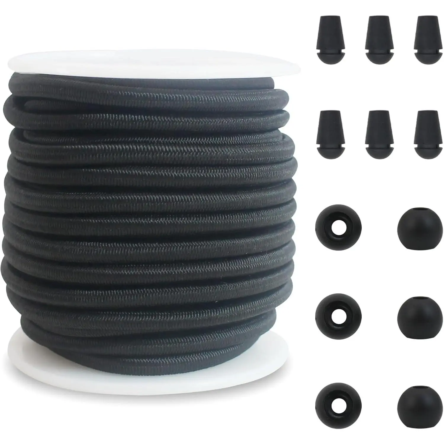 4mm Black Bungee Shock Cord 5/32 inch Thick Elastic String Rope 30ft Elastic Stretchy Cord with Nylon Sleeve and Heavy Strength for Boots,Bags, Tents, Kayak Decks,DIY Crafts Sewing ZH155