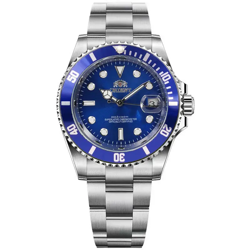 Ora Jewel Trending ORIENT Gradient Blue Submariner Diver Automatic Watch 300M Waterproof Rotatable Blue Timing Bezel Luminous Dot Dial Stainless Steel Band Date Window Japan Self Winding Sports Wristwatch Luxury Gift F,Touch,Screen,Water,Arabic,Me,V,metal