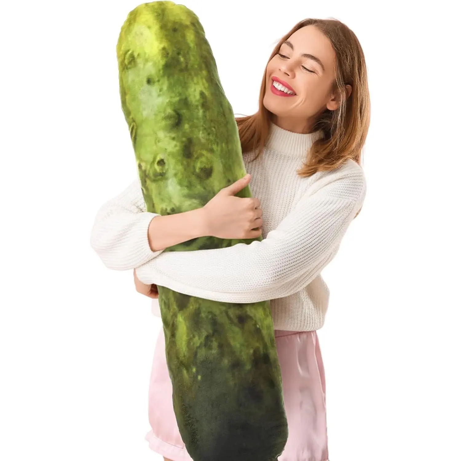 Yousoontic 1 Pcs 38.5 Inch 3D Pickle Throw Pillow Large Cute Pickle Cucumber Soft Stuffed Body Cushion Funny Food Shaped Pillow Digital Print Decorative Gift for Home Decor