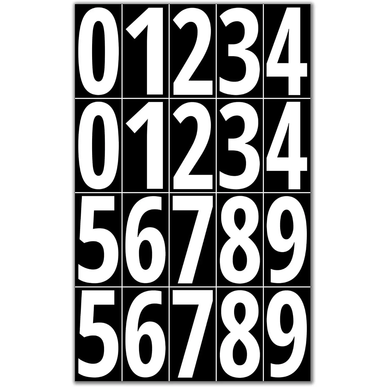 400 count, 3" - Vinyl Number Stickers,  Stick  Numbers Labels - White Numbers