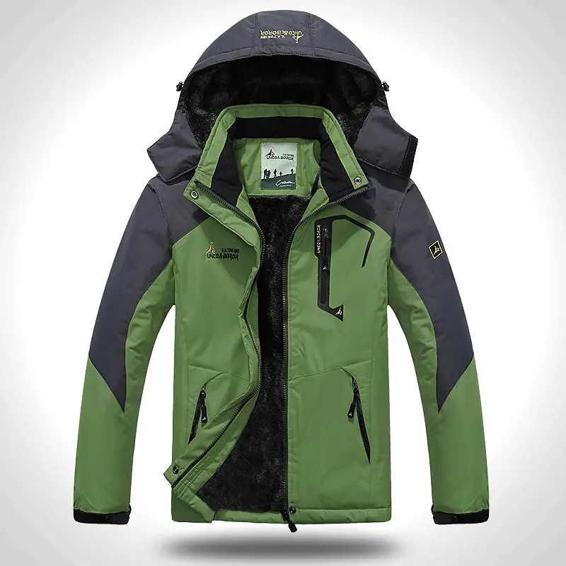 Men & Women Fleece-Lined Winter  Jacket, Water Resistant Windproof Couples Hooded Snow Coat, Warm Thick Parka