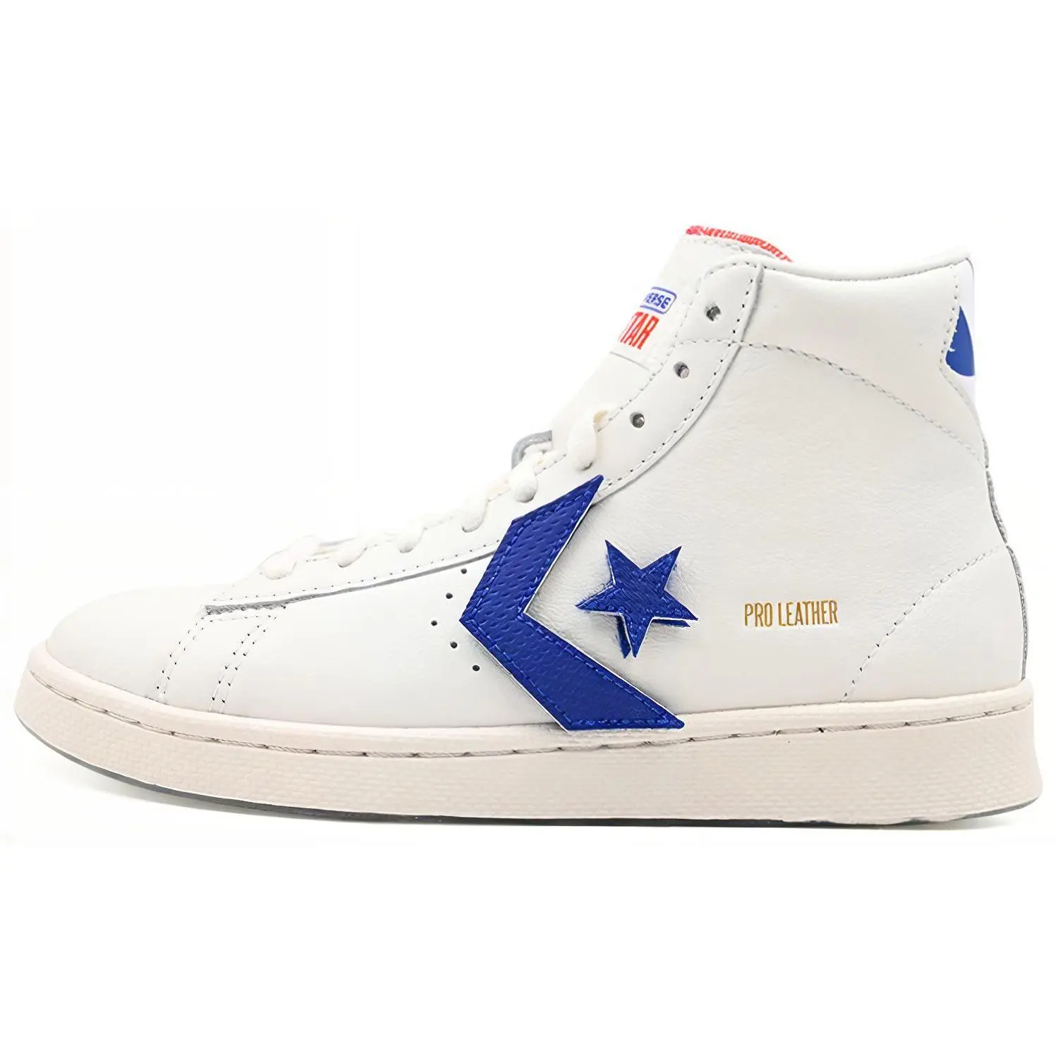 Converse Cons Pro Leather High-Top Sneakers for Men and Women with Non-Slip Durable Design in White Red Blue Verifiable, with credentials and supporting global authentication