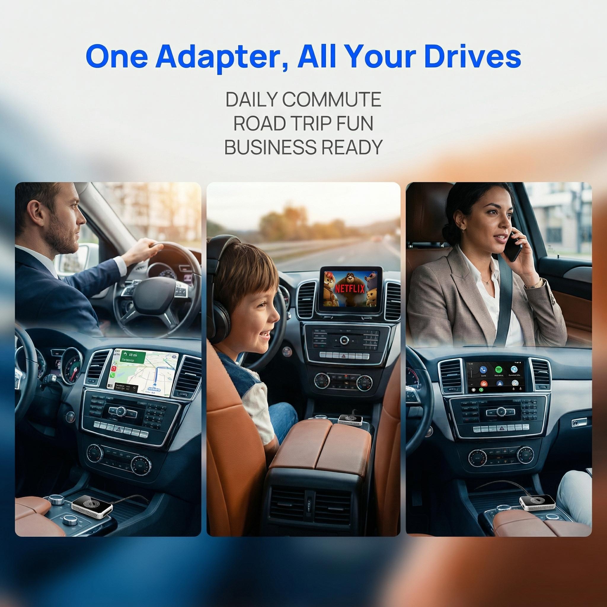 Wireless CarPlay Adapter with Android| Convert Wired to Wireless, Stream Netflix, YouTube & TikTok, Plug & Play for CarPlay & Android Auto Cars (Not for Tesla/BMW/Porsche)