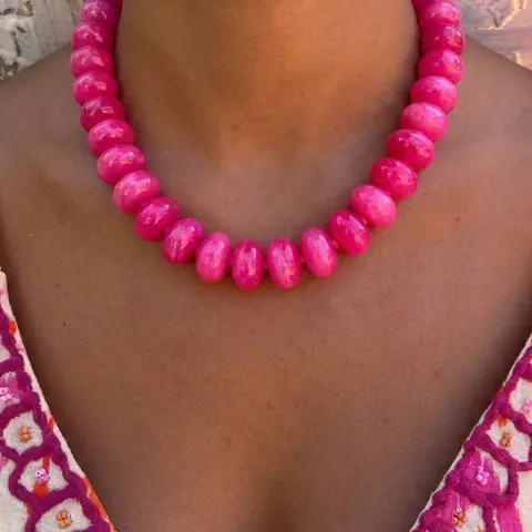 Dopamine Acrylic Beaded Necklace, Neck Jewelry, Sexy Plain Design, Resin Material, All Seasons Wear, No Precious Metal Plating, Choking Hazard Free