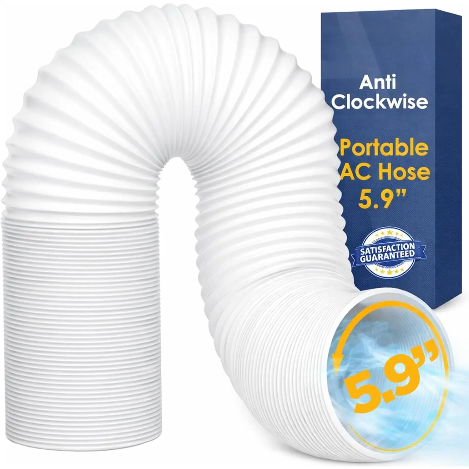 Portable Air Conditioner Hose. AC Exhaust Hose Vent with 5.9" Diameter, Anti-Clockwise Thread & Length up to 80". Portable AC Hose Compatible with , Delonghi and Many .