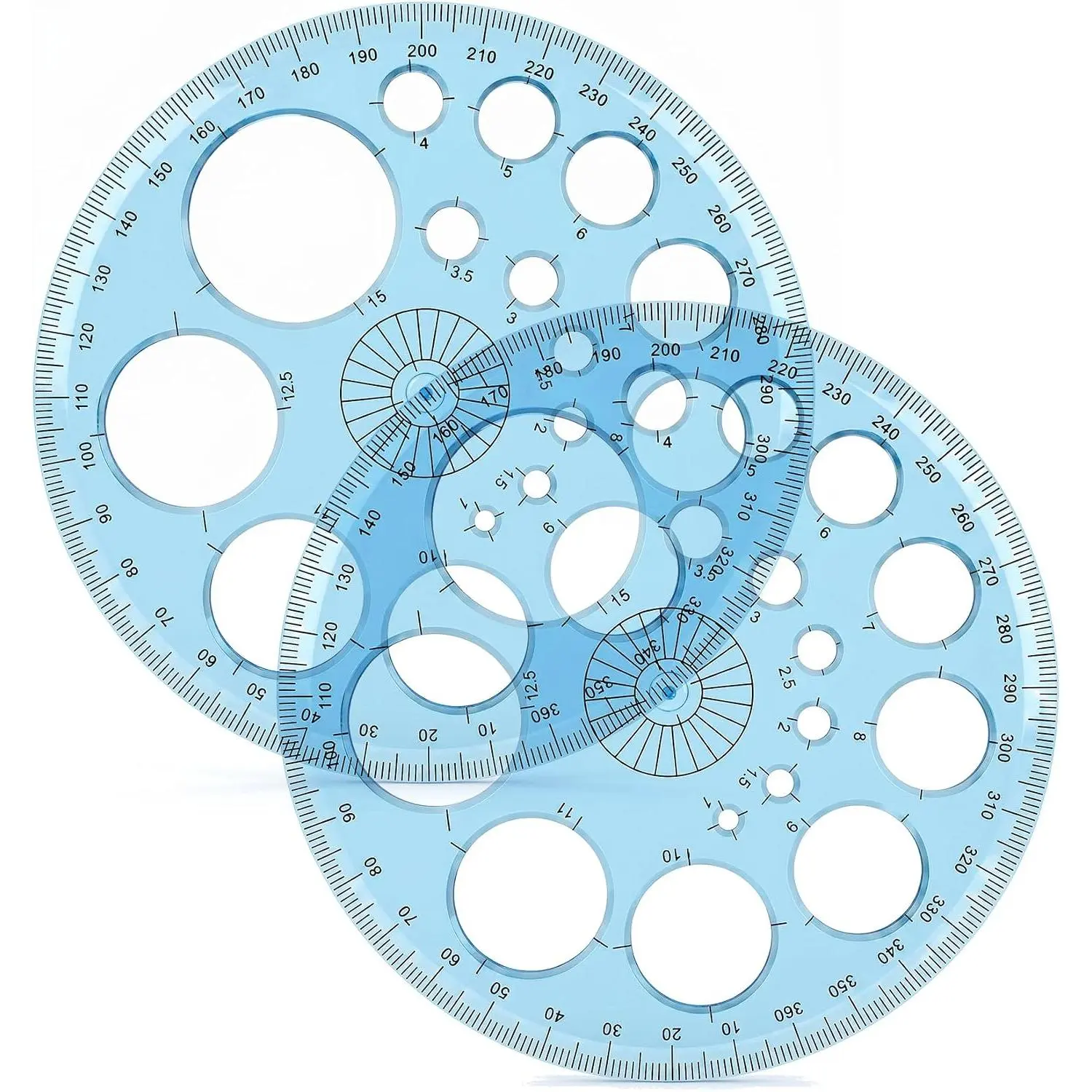 2 count Circle Template for Drawing, Circle Stencils Multi-Function Geometric for School Office Drafting Design Supplies(Blue)