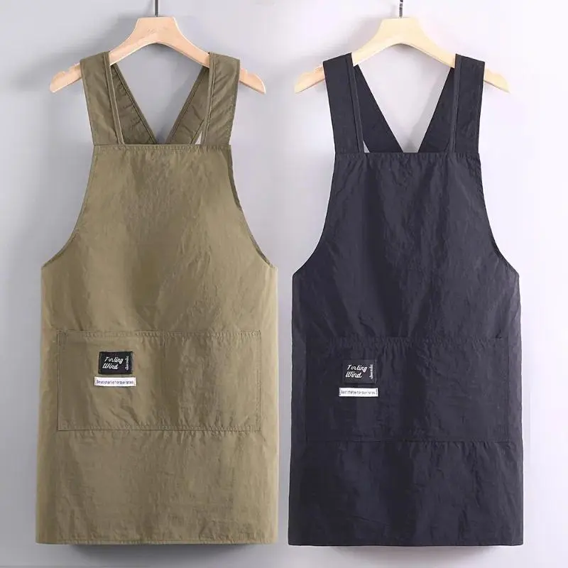 Durable Polyester Decorative Protective Chef Apron - Sleeveless Cross-Back, Waterproof, Oil-Resistant with Pockets for Home Kitchen, Restaurant | Home Supplies, Decorative Protective Aprons