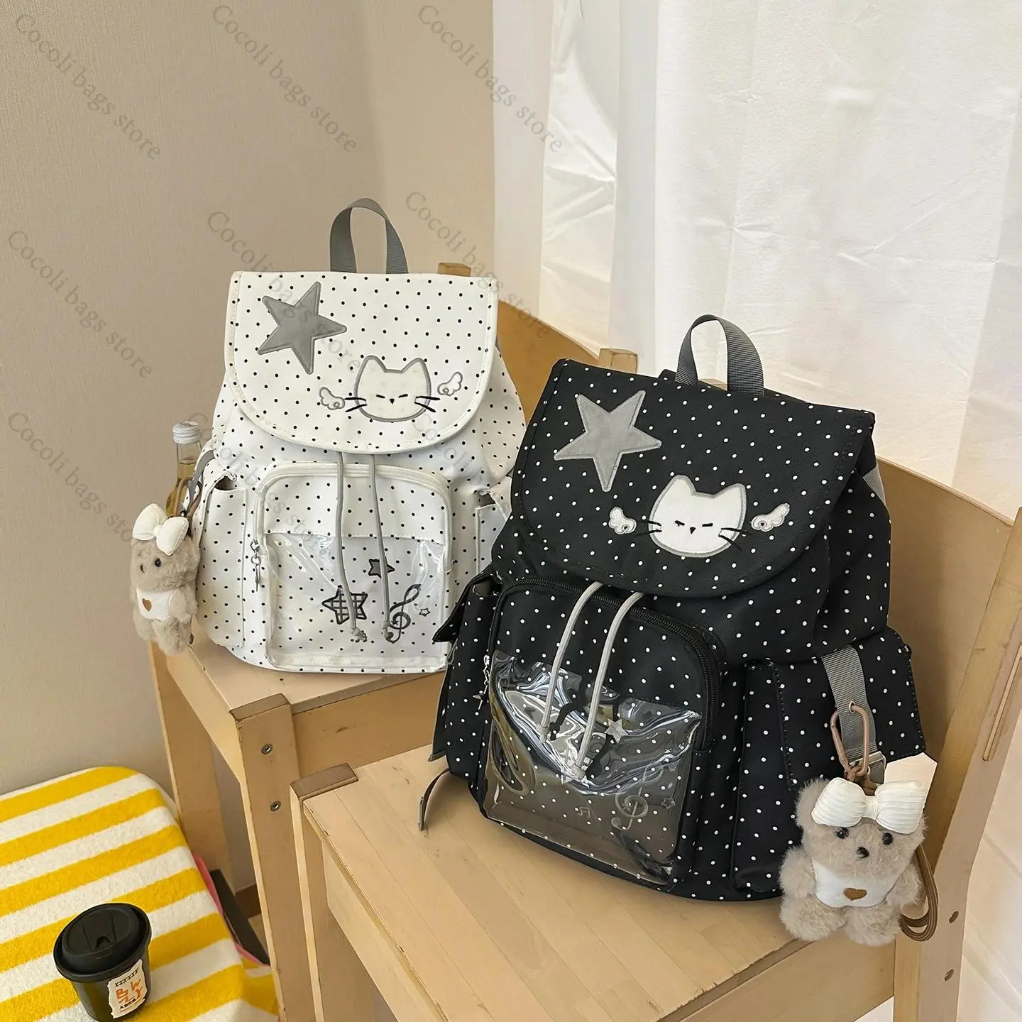Kawaii Y2K Backpack Ita Bag Dot Decor Backpacks for Women Cute Bags for Women Large Capacity Itabag Casual Backpack