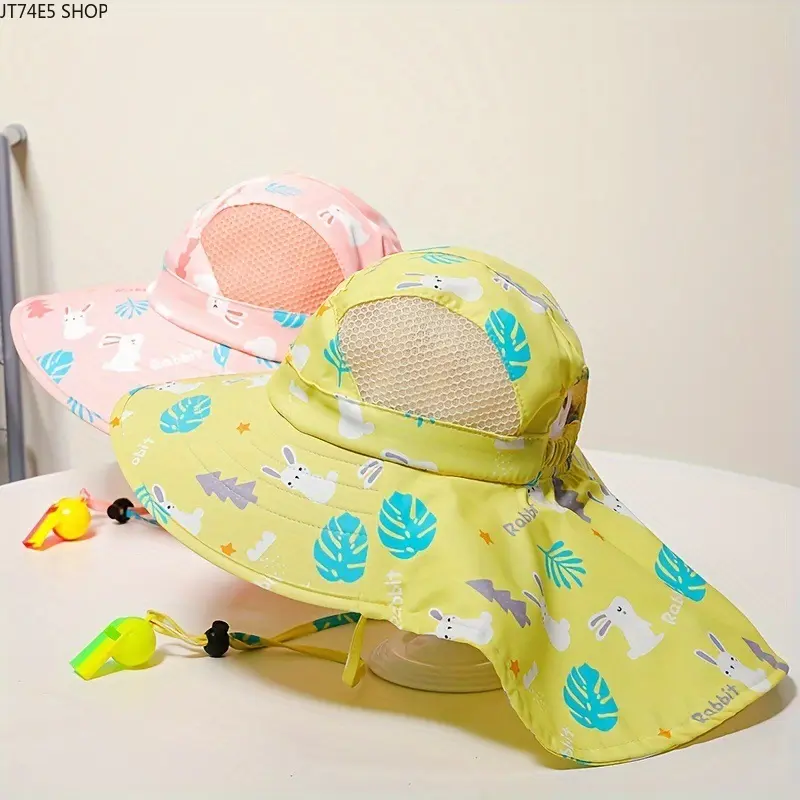 Sunscreen hat Children's UV protection outdoor beach hat Quick-drying breathable new sun hat Summer printed cape hat