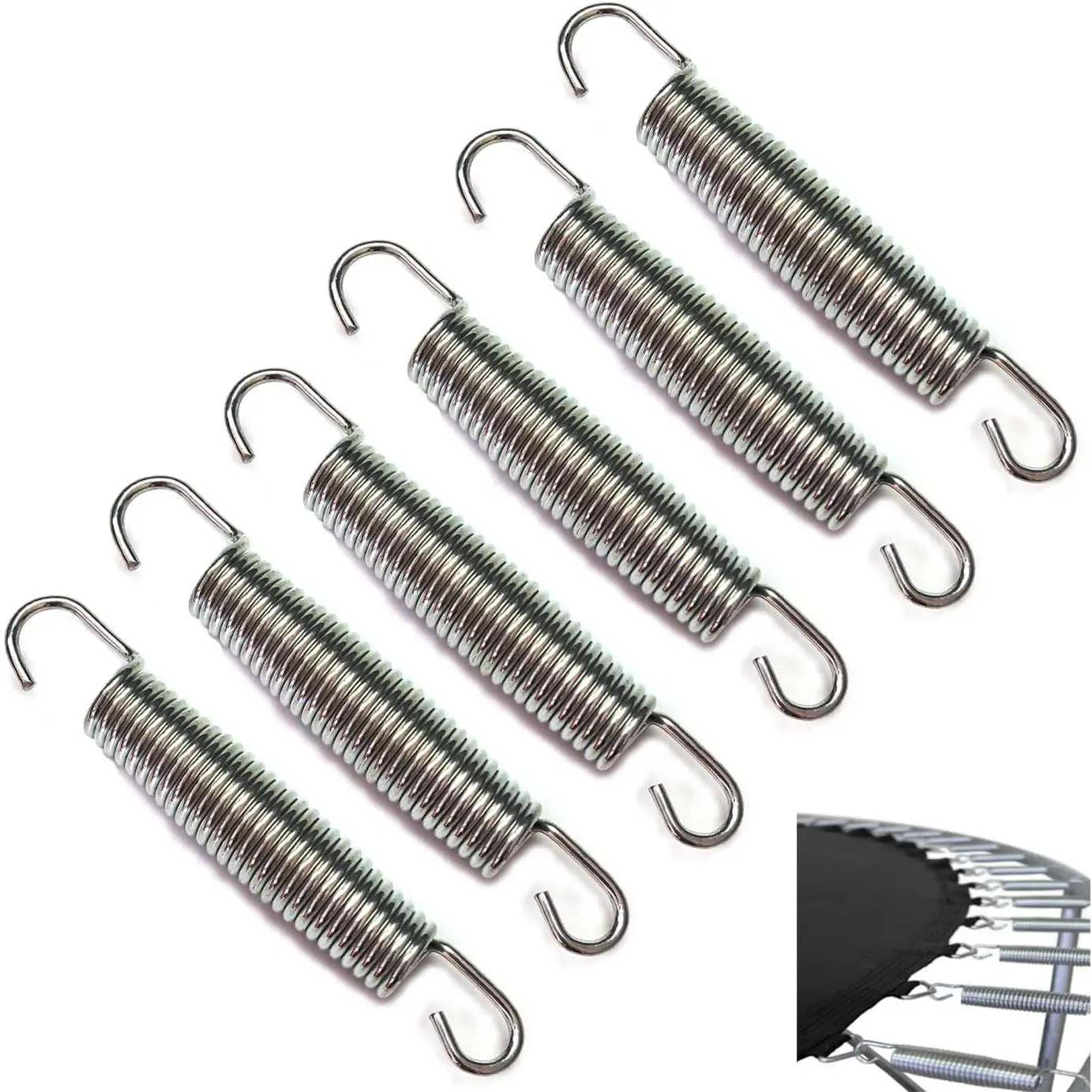 Trampoline Parts - 6-Pack 5.5in Heavy-Duty Stainless Steel Replacement Springs for Outdoor-Indoor Recreational Exercise (Fits Rebounder, Mini Trampolines)