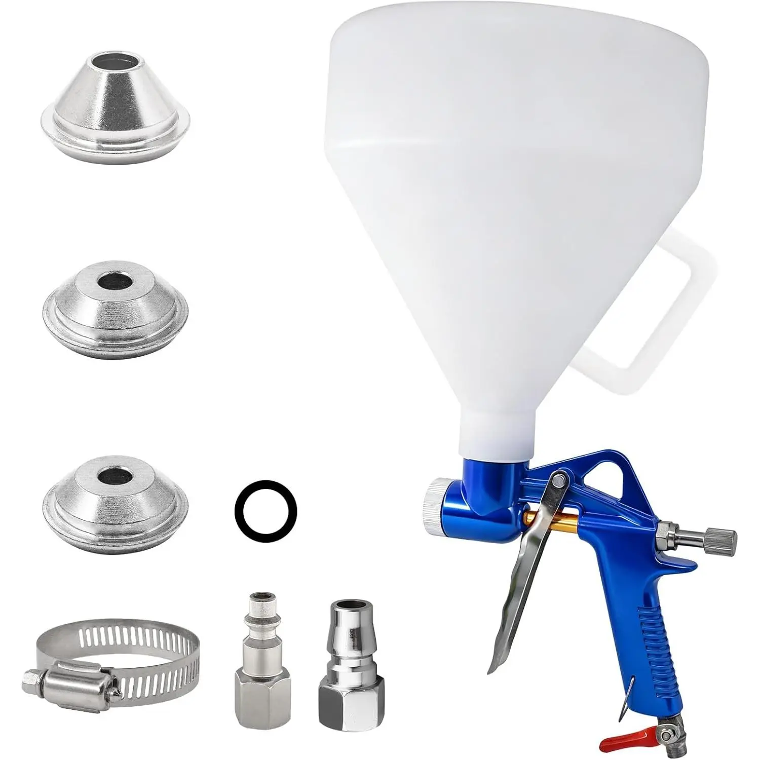 Texture Drywall Sprayer,Air Hopper Spray Paint Guns with 1.5 Gallon Hopper, Includes 3 Nozzles (4.0mm/6.0mm/8.0mm), Air Texture Gun for Walls,Ceiling,Stucco Mud,Knockdow, Orange Peel