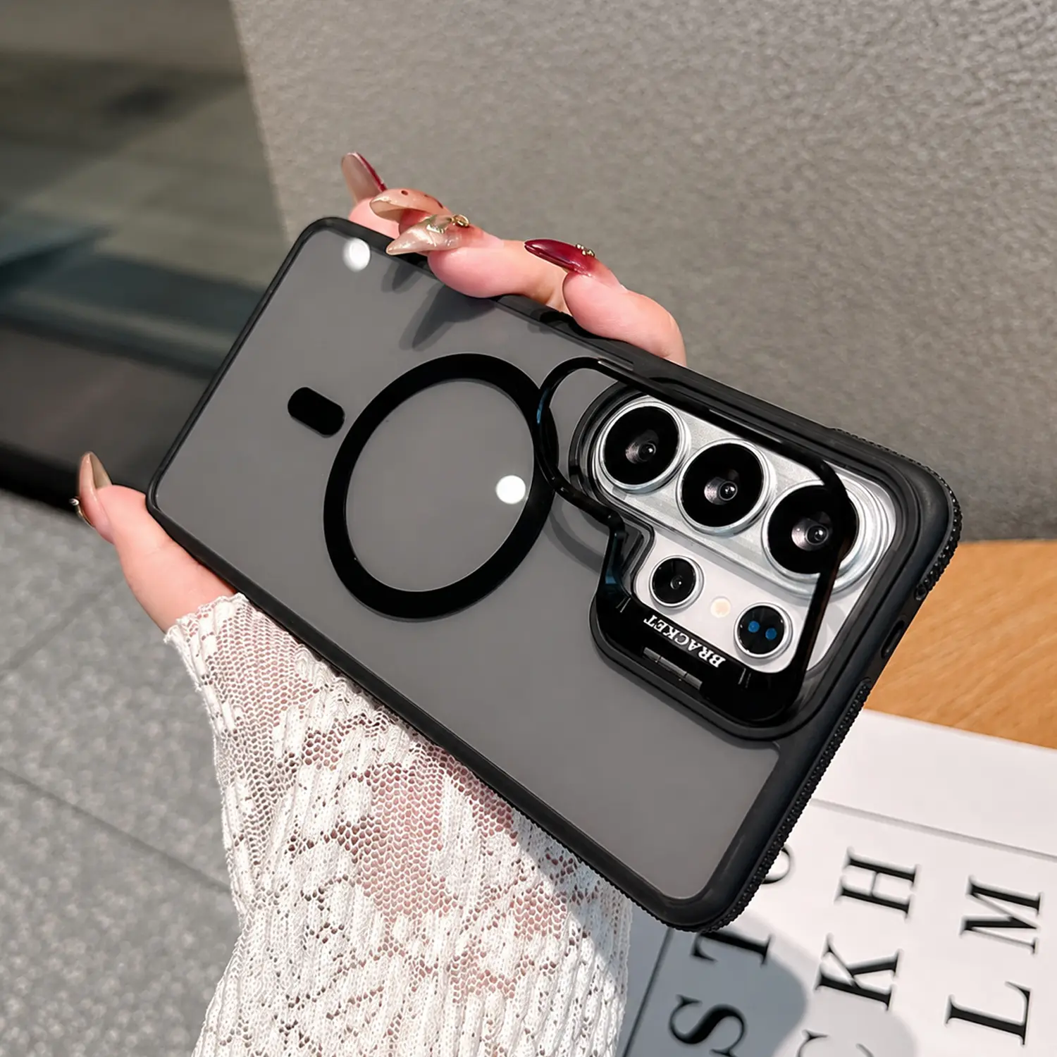 Magnetic Phone Case for Samsung Galaxy S26 Ultra Plus S25 S24 Ultra, Clear Hard Back Cover with Foldable Camera Lens Kickstand, Compatible with MagSafe, Shockproof Anti-Slip Protective Case