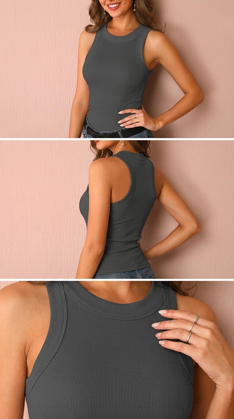Serenade Ribbed Knit Tank 2026 Summer Women's Solid Color Vest Casual Versatile