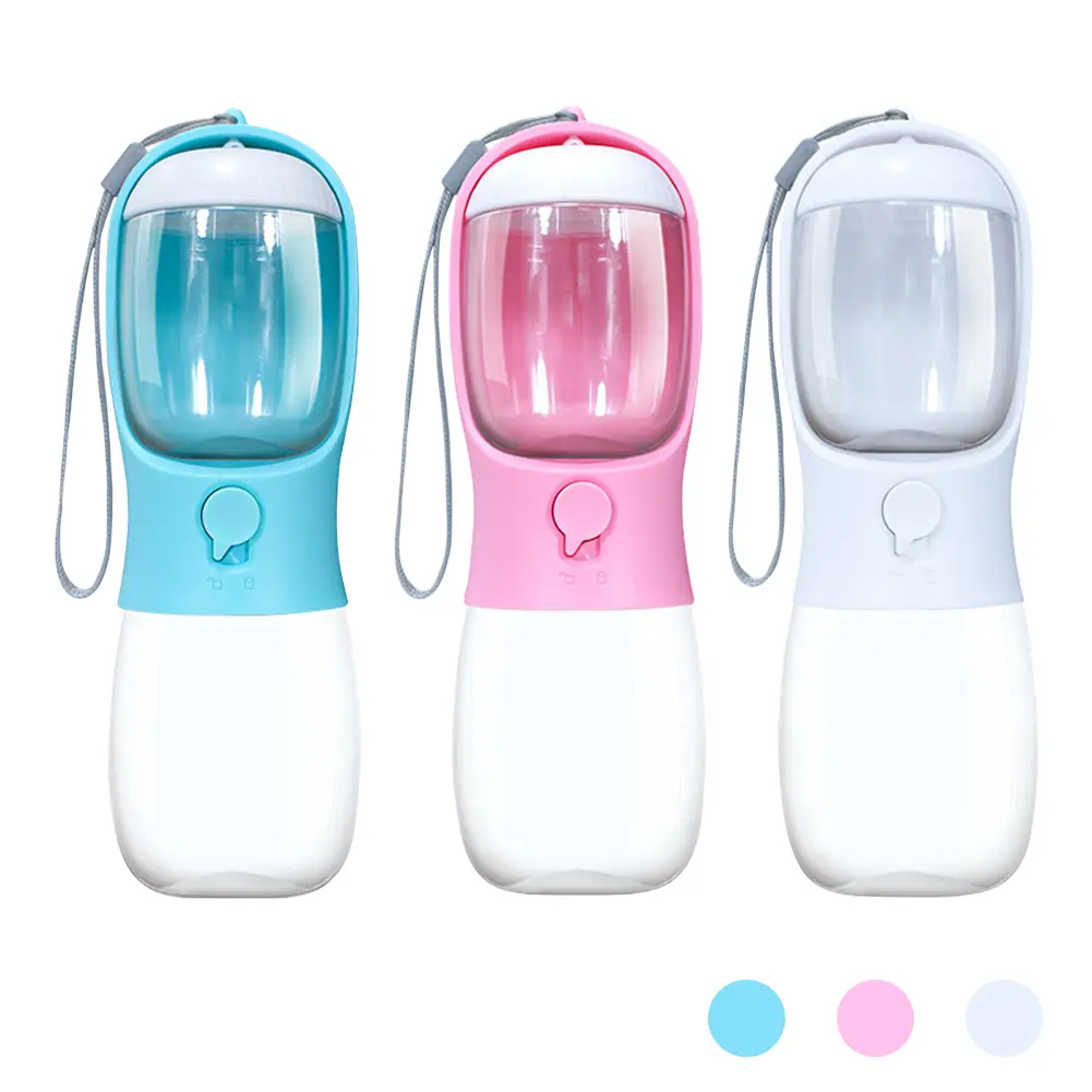 2-in-1 Pet Water Bottle & Food Container – 300/550ml, Built-in Carbon Filter – Portable for Dogs, Cats & Rabbits – Leak-Proof – Green/Pink/White