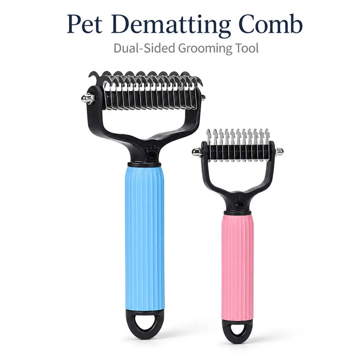 2-in-1 Pet Undercoat Rake for Dogs and Cats - Professional Dematting Tool & Deshedding Brush| Safely Removes Stubborn Knots, Mats & Loose Undercoat