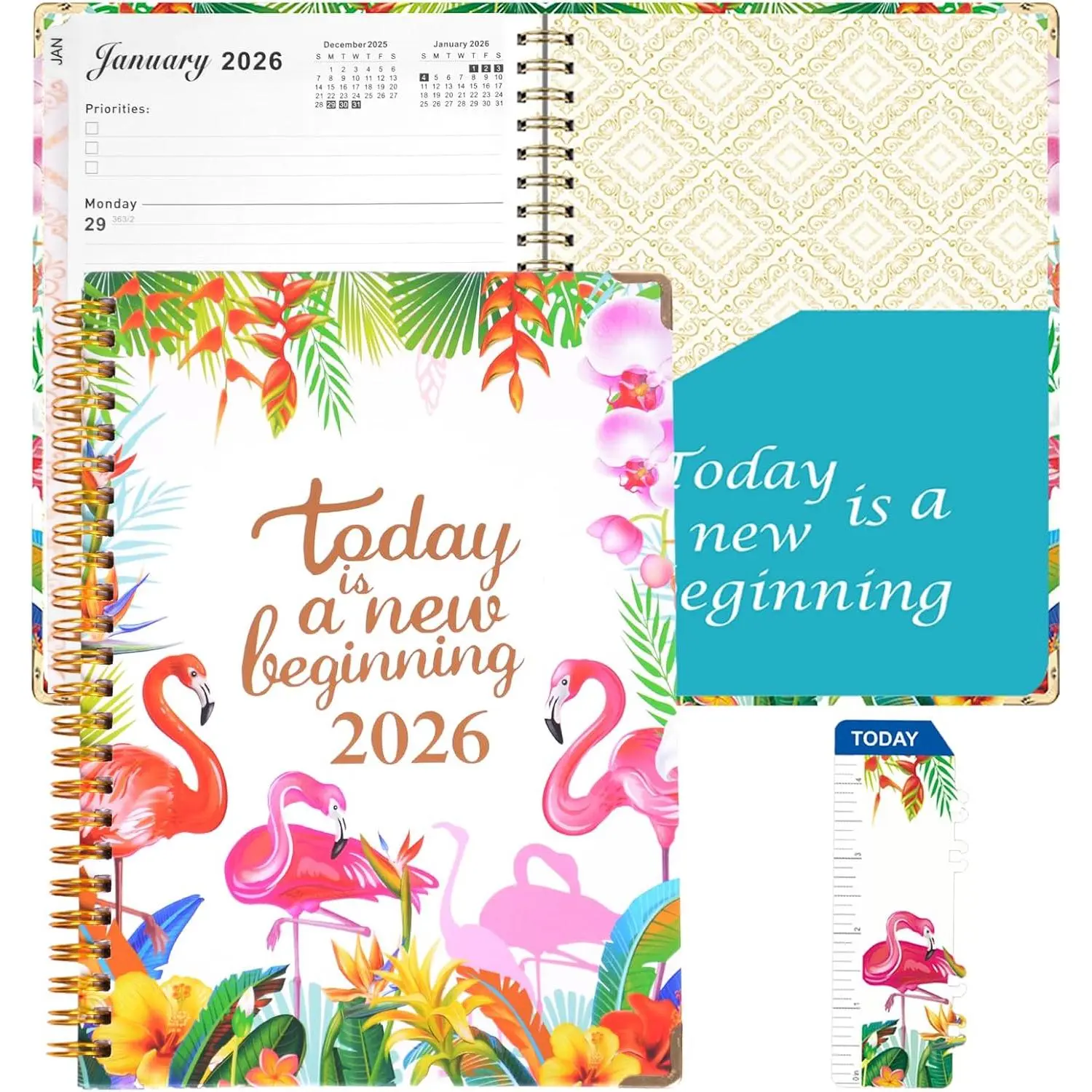 2026-2027 Planner Monthly Weekly Planner - Jan. 2026 - Dec. with Monthly Tabs + Contacts + Calendars + Holidays + Pocket, 6.2" x 8.5" -Wire Binding Agenda Book Academic Planner -