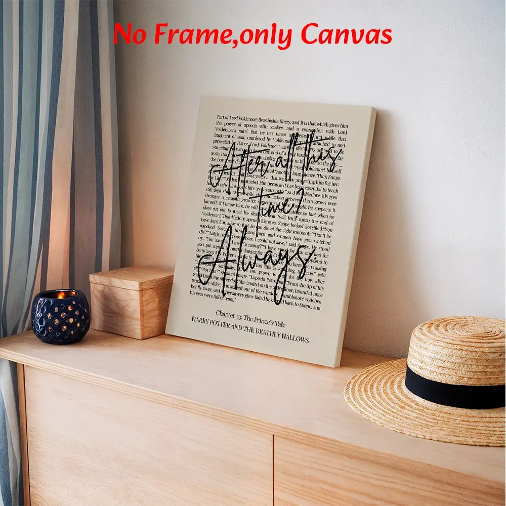 Wizard Quote Wall Art, Harry Potter After All This Time Always Quotes Print Poster, Wizarding World Minimalist Style Printing, Black And White Canvas Decoration, Bedroom & Study Aesthetic, Perfect Gift For Potterheads, Unframed
