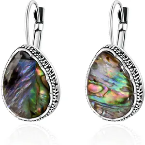 Abalone Shell Earrings,  Boho Style, Colorful Dangle Earrings with  Leverback