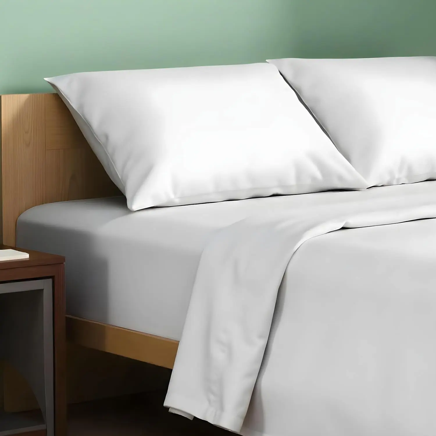 100% Organic Cotton Sheets Queen Size - 4 PC Organic Cotton Queen Size Percale Weave Sheet Set, Soft, Cooling, Crisp & Breathable, 16" Deep Pocket Hotel Quality Bedding Set - White
