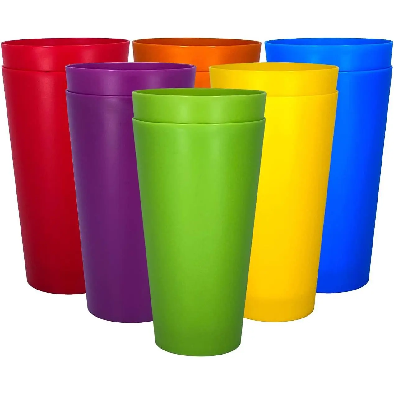 Set of 12 Unbreakable Drinking Cups,32-ounce Large Plastic Tumblers for Indoor Outdoor Use,Lightweight,Dishwasher & Microwave Safe,  (Multi color)