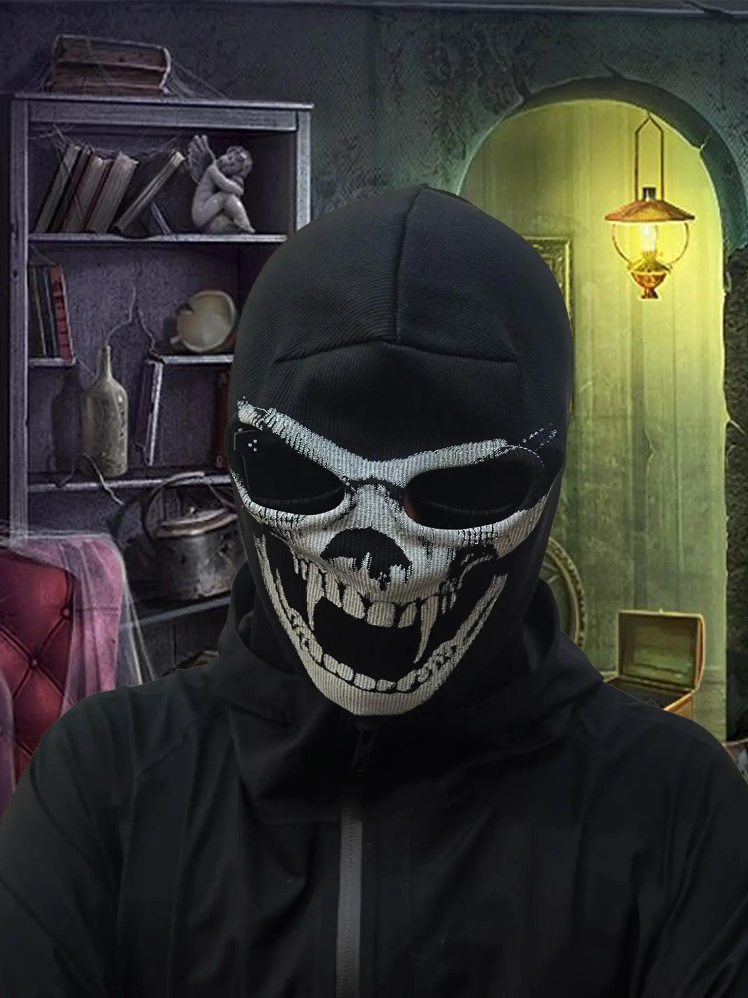 Halloween Skull Balaclava Mask, Scary Skeleton Face Cover, Full Face Ski Mask, Cosplay Party Costume, Outdoor Wear for Men Women