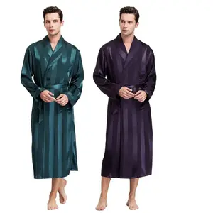 Mens Silk Satin Pajamas Sleepwear Robe Robes Bathrobe Nightgown S~3XL__For XMAS Gifts
