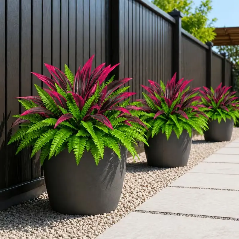 Large Decorative Faux Synthetic Boston Fern & Dracaena Combo - Low Maintenance Indoor-Outdoor Hanging Greenery for Home Office Decor, Easter/Mother’s Day Gift