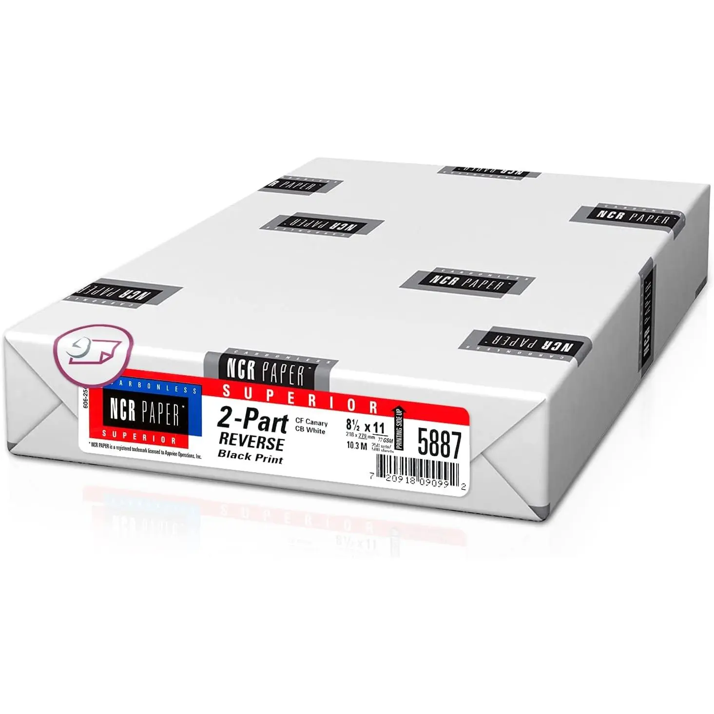 Superior Carbon-less NCR Pre Collated Paper 500 Sheets Per Pack 8-1/2" x 11" 2 Part Reverse #5887